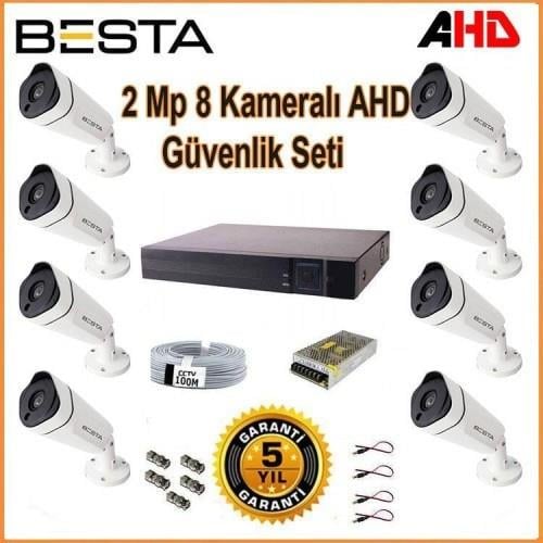 2Mp Ahd 1080P Gece Görüşlü 8 Kameralı Güvenlik Sistemi