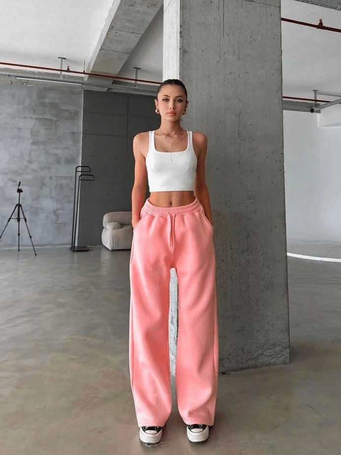 3 İplik Şardonlu Oversize Eşofman Somon