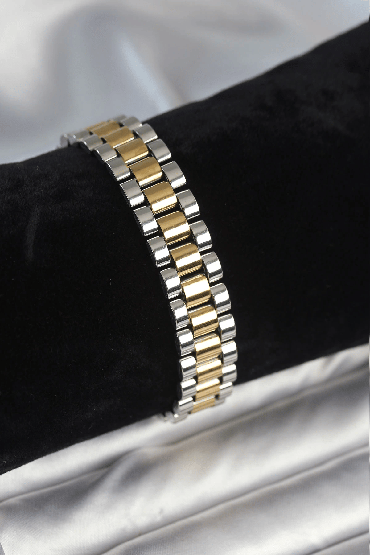 316l Çelik Gold Ve Gümüş Renk 12 Mm Kalınlık Erkek Bileklik