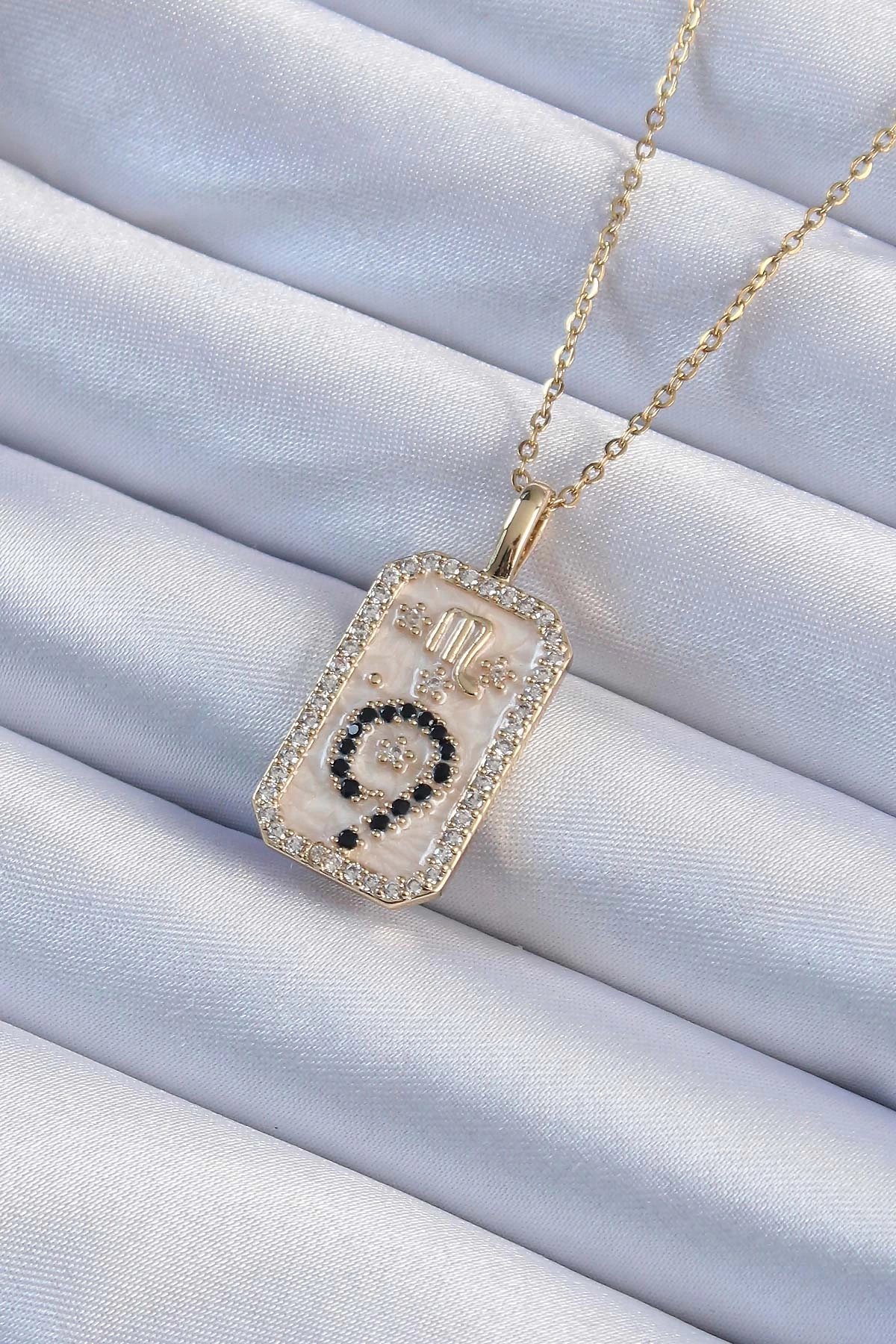 316l Çelik Zincir Altın Renk Zirkon Taşlı Minimal Papatya Figürlü Tarot Kolye