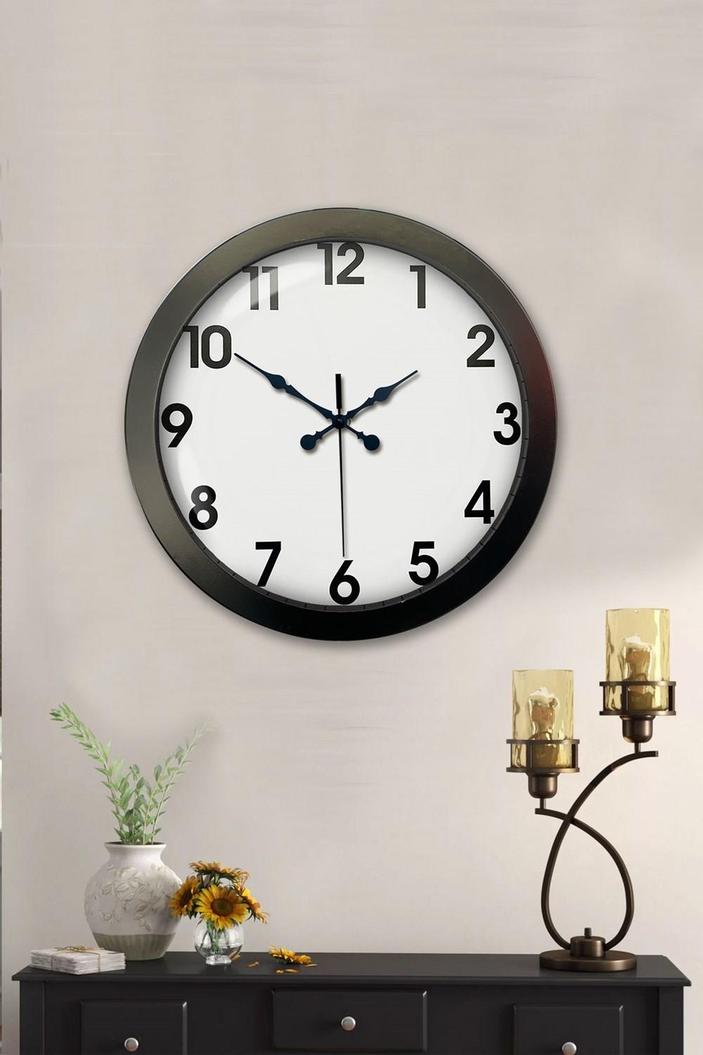 36 cm Siyah Metal Standart Duvar Saati