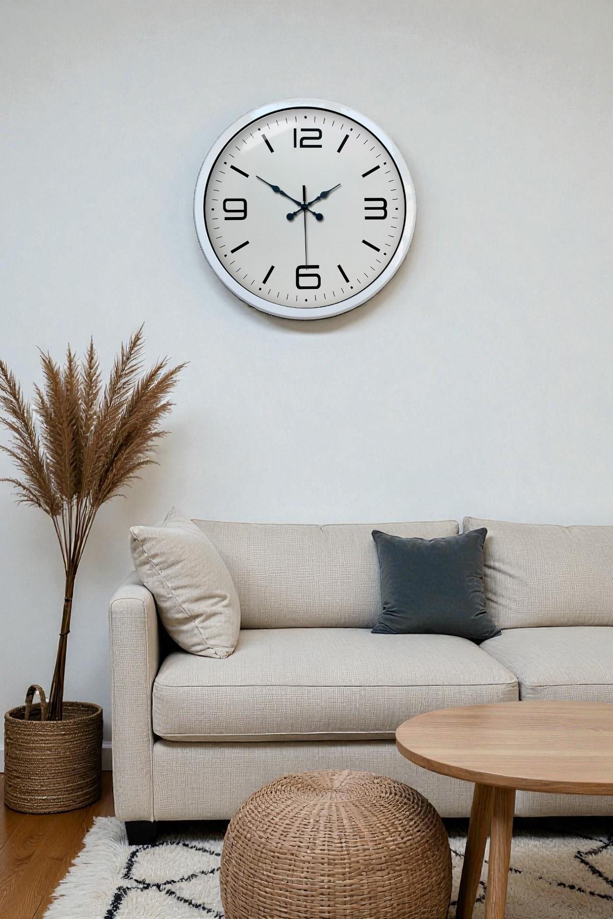 40 cm Beyaz Metal Modern Duvar Saati