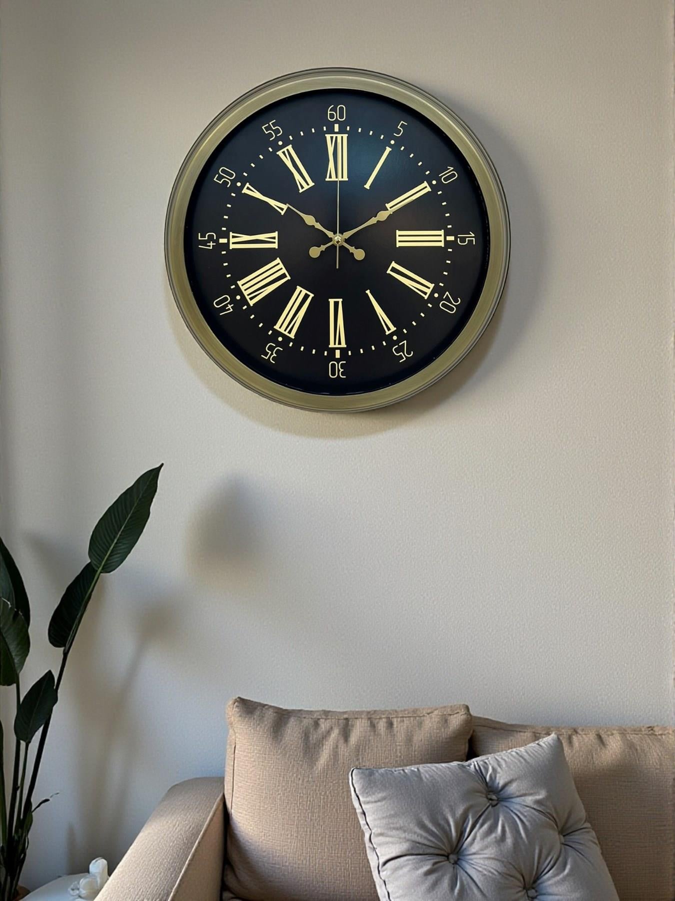 40 Cm Metal Antik Roma Eskitme Duvar Saati