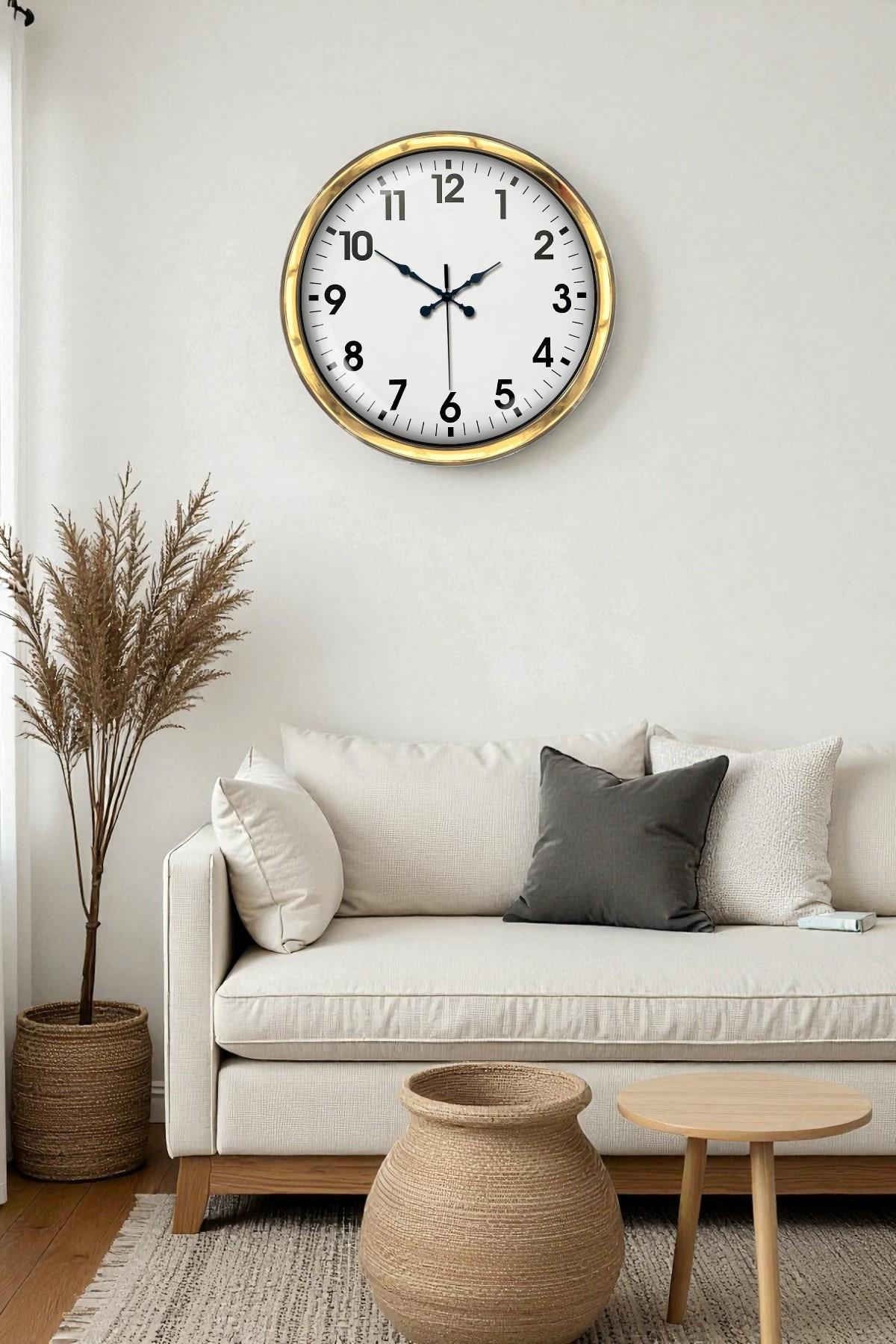 40 cm Metal Gold Standart Duvar Saati – Modern ve Dekoratif Tasarım