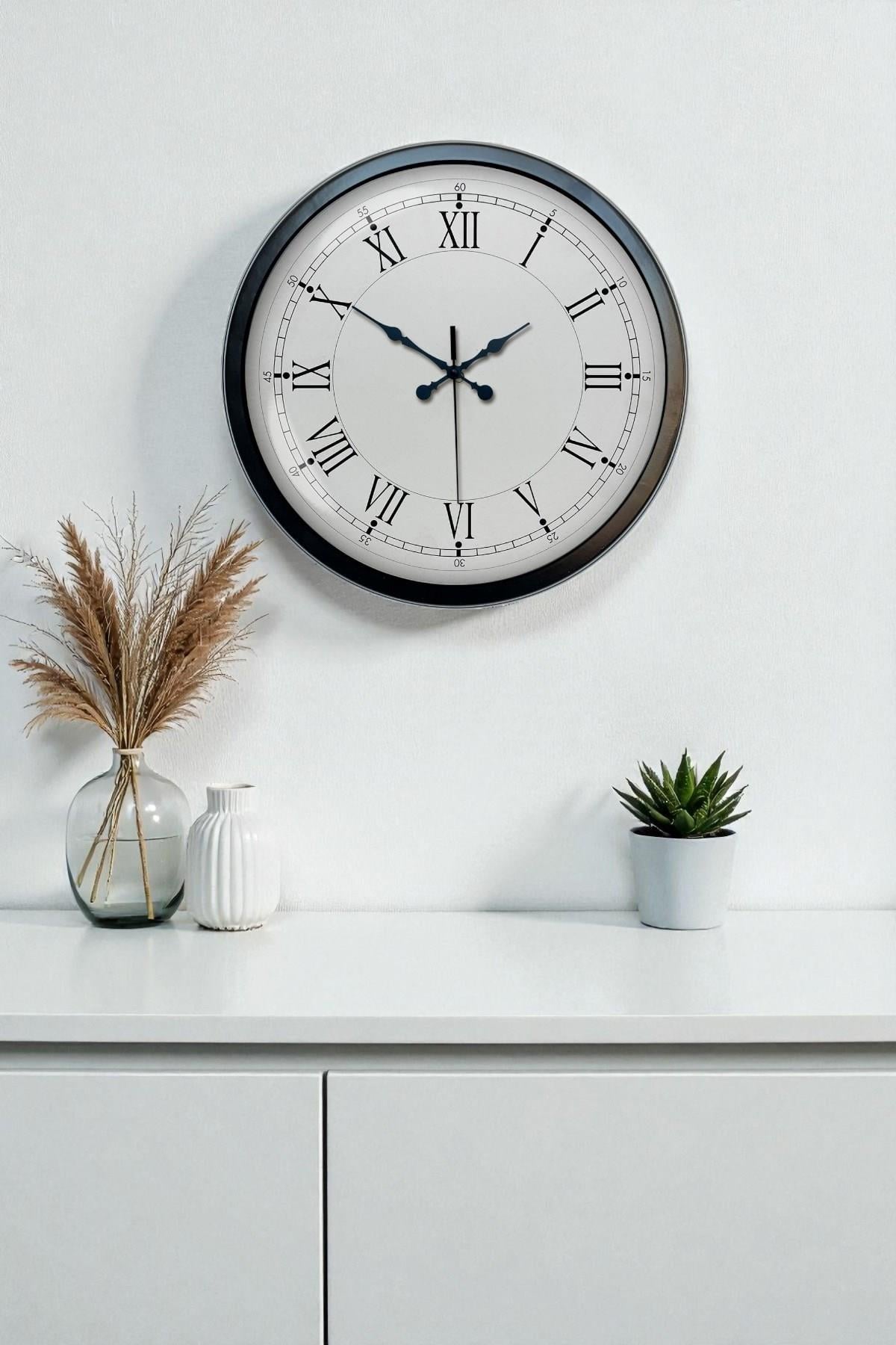 40 cm Siyah Metal Retro Duvar Saati