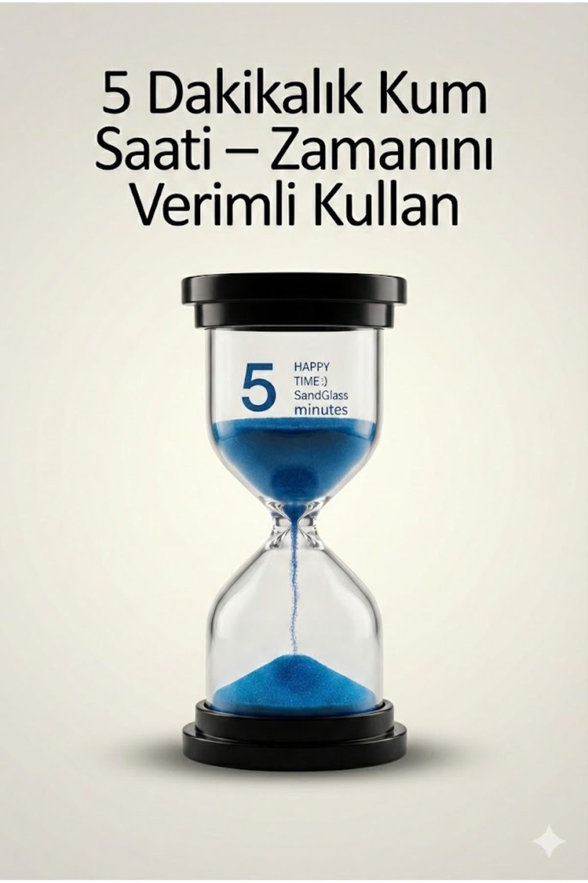 5 Dakikalık Kum Saati Zamanlayıcı – MAVİ Dekoratif Masa Saati 4 Renk Seçeneği