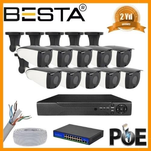 5 MP 1440P 10 DIŞ MEKAN KAMERALI IP POE Güvenlik Seti