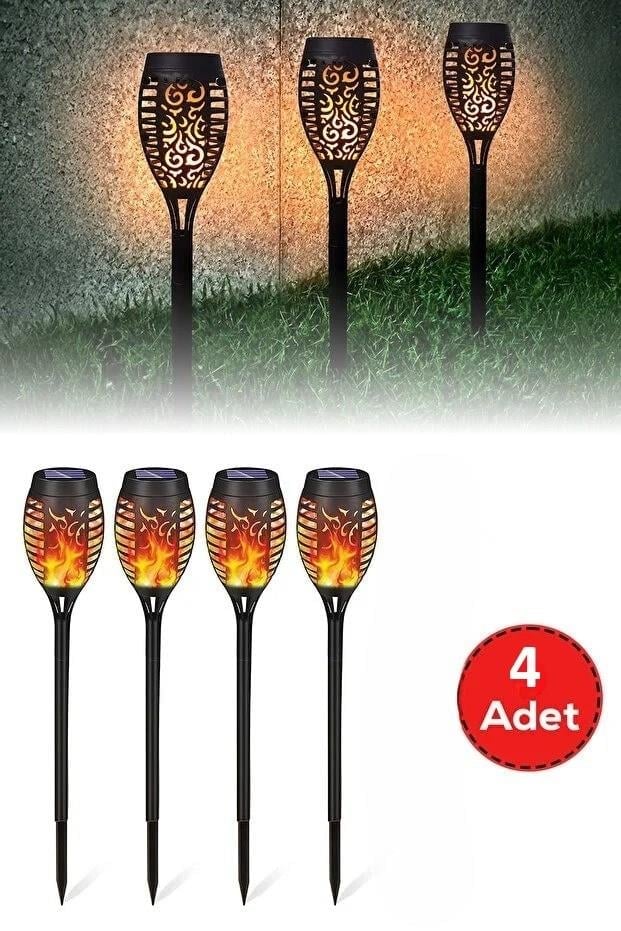 5’li Güneş Enerjili Alev Efektli LED Meşale Seti | Solar Bahçe ve Dış Mekan Aydınlatması
