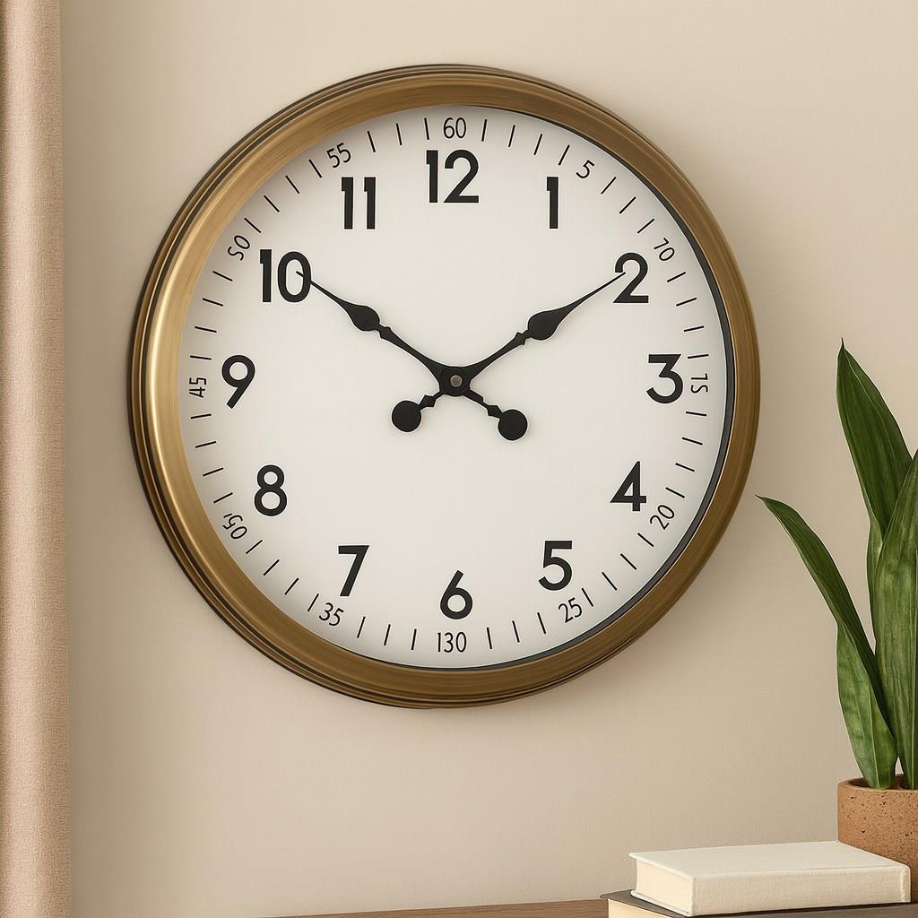 60 cm Eskitme Metal Dekoratif Duvar Saati