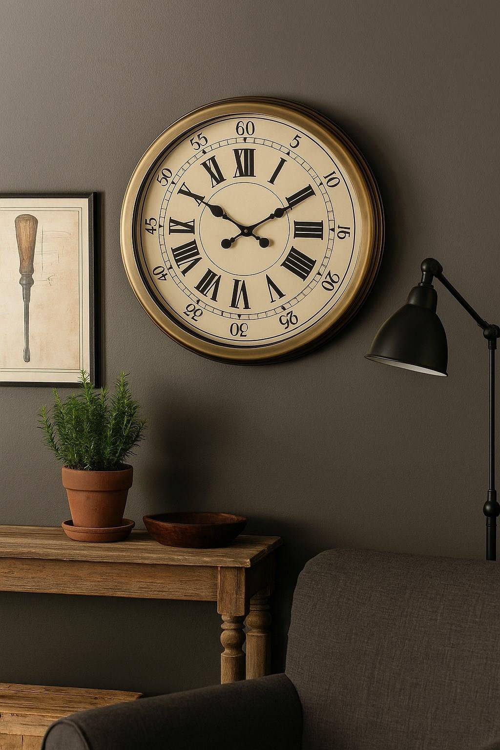 60 Cm Eskitme Metal Eskitme Kadran Duvar Saati