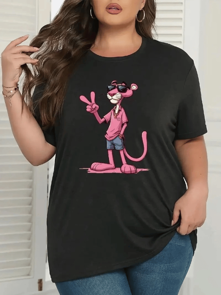 Baskılı Oversize Bisiklet Yaka T-shirt - Beyaz