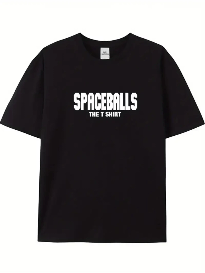 Baskılı Oversize Bisiklet Yaka T-shirt - Siyah
