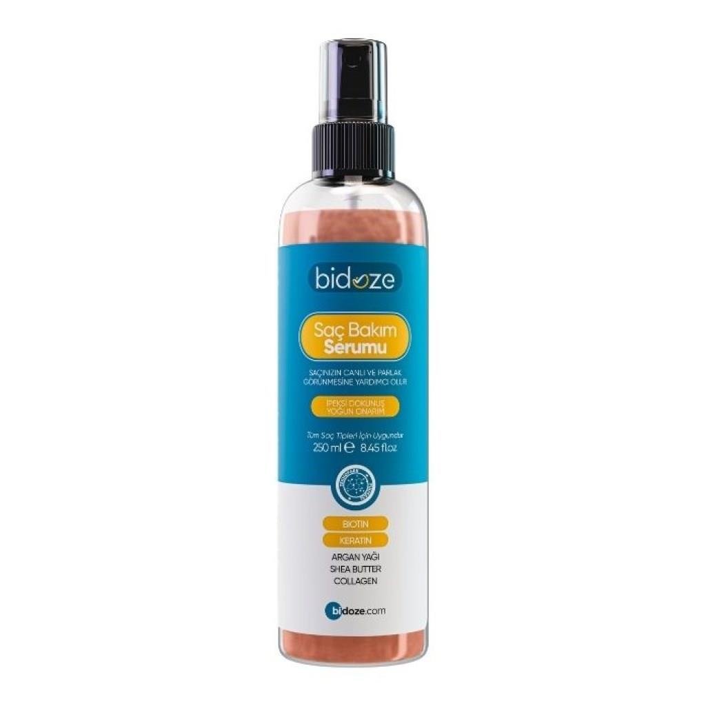 Bidoze Besleyici Onarıcı Yoğun Saç Bakım Serumu 250 ML | Argan Keratin Biotin Kolajen Zengin İçerikli | Kabarma Önleyici & Isı Koruyucu