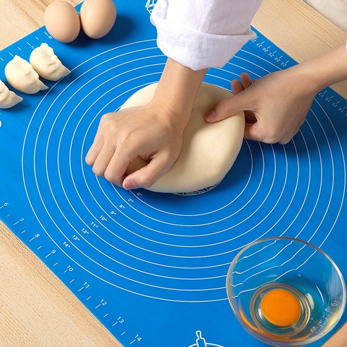 Çarşı Point® 40*50 cm Silikon Ölçekli Kullanımı Kolay Hamur Açma Matı Ekmek Mantı Makarna Hamuru Yoğurma