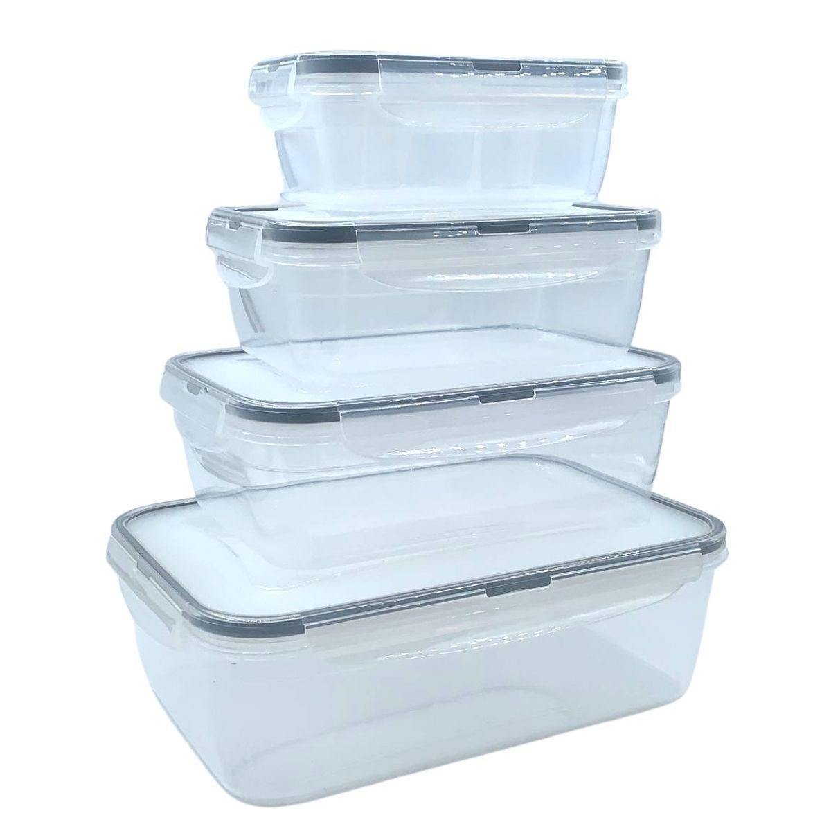 Çarşı Point® 4lü İç İçe Sızdırmaz Contalı Kilitli Kapaklı Plastik Erzak Saklama Kapları LC315