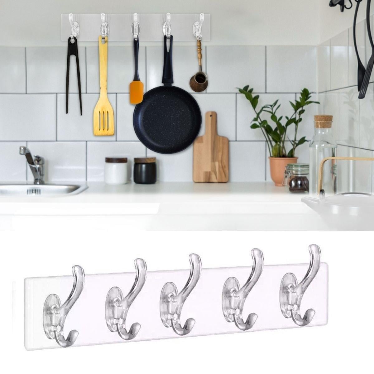 Çarşı Point® 5'li Güçlü Yapışkanlı Şeffaf Duvar Askısı Banyo Mutfak Düzenleyici Pratik Askılık