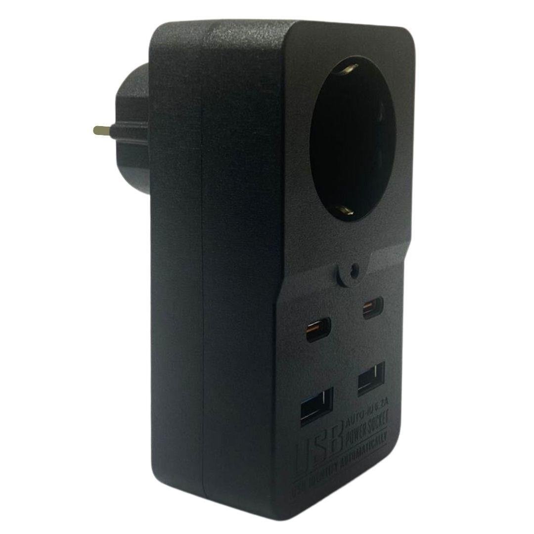 Çarşı Point® Isıya Dayanıklı Termal Akım Korumalı 1 Priz Girişli 2 USB Girişli 2 TYPE-C Girişli Pirz