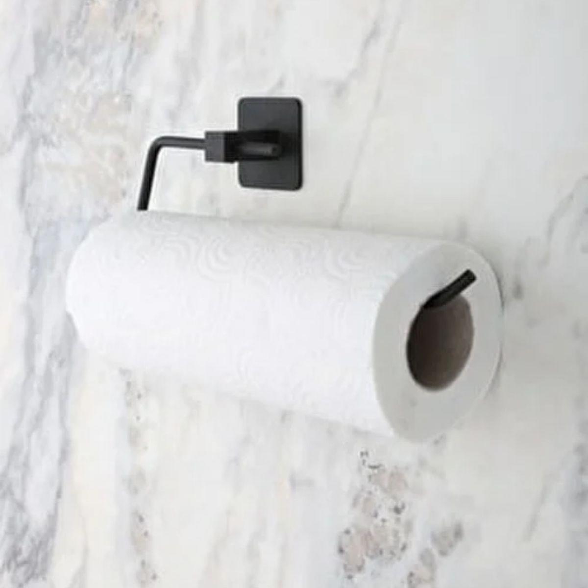 Çarşı Point® Kendiliğinden Yapışkanlı Siyah Paslanmaz Metal Rulo Havluluk Aparat
