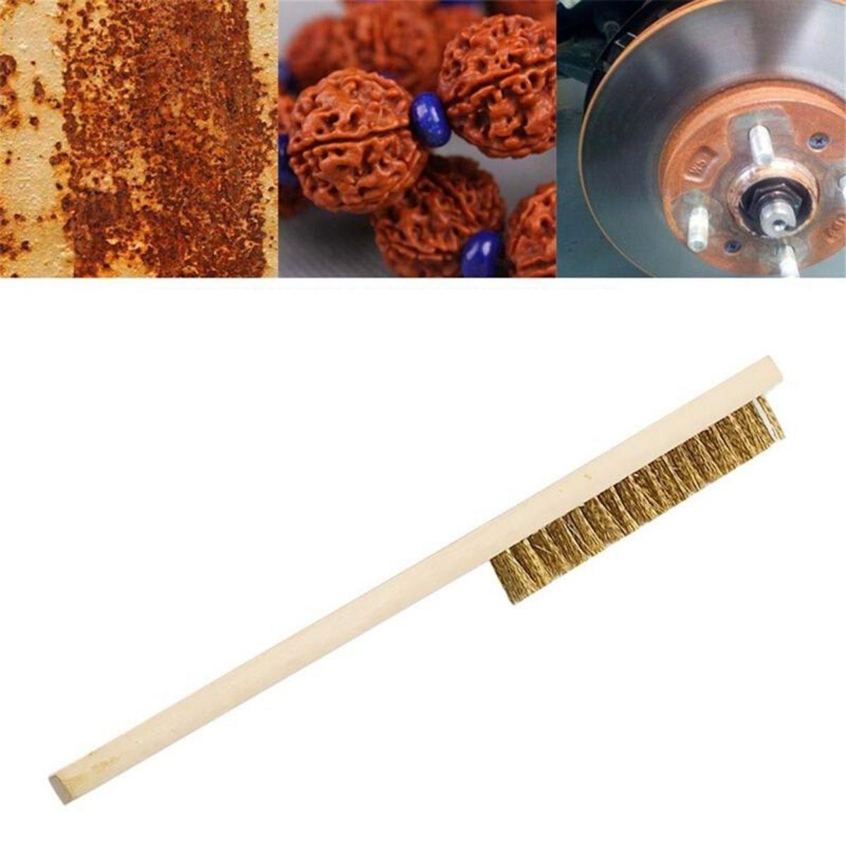 Çarşı Point® Metal Telli Fırça Ahşap Saplı Pas Kir Sökme Temizleme Fırçası