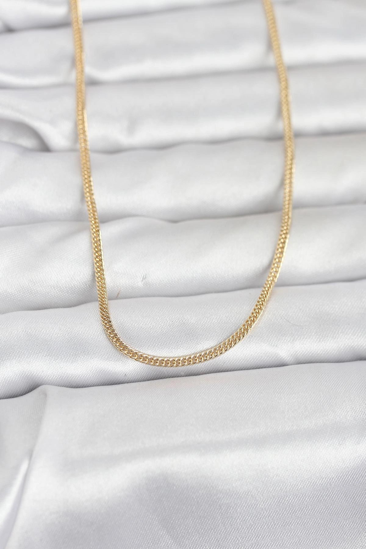 Cm 14k Gold Renk Dolgun Zincir Model 60 Cm Kadın Kolye