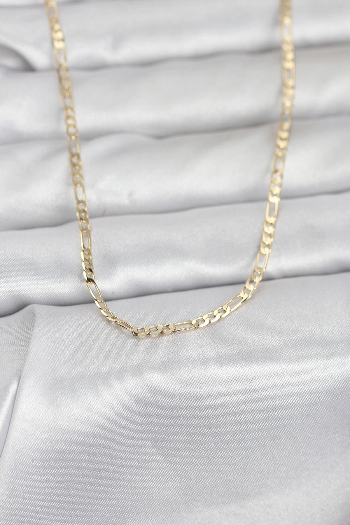 Cm 14k Gold Renk İnce Kuşgözü Zincir Model 60 Cm Kadın Kolye