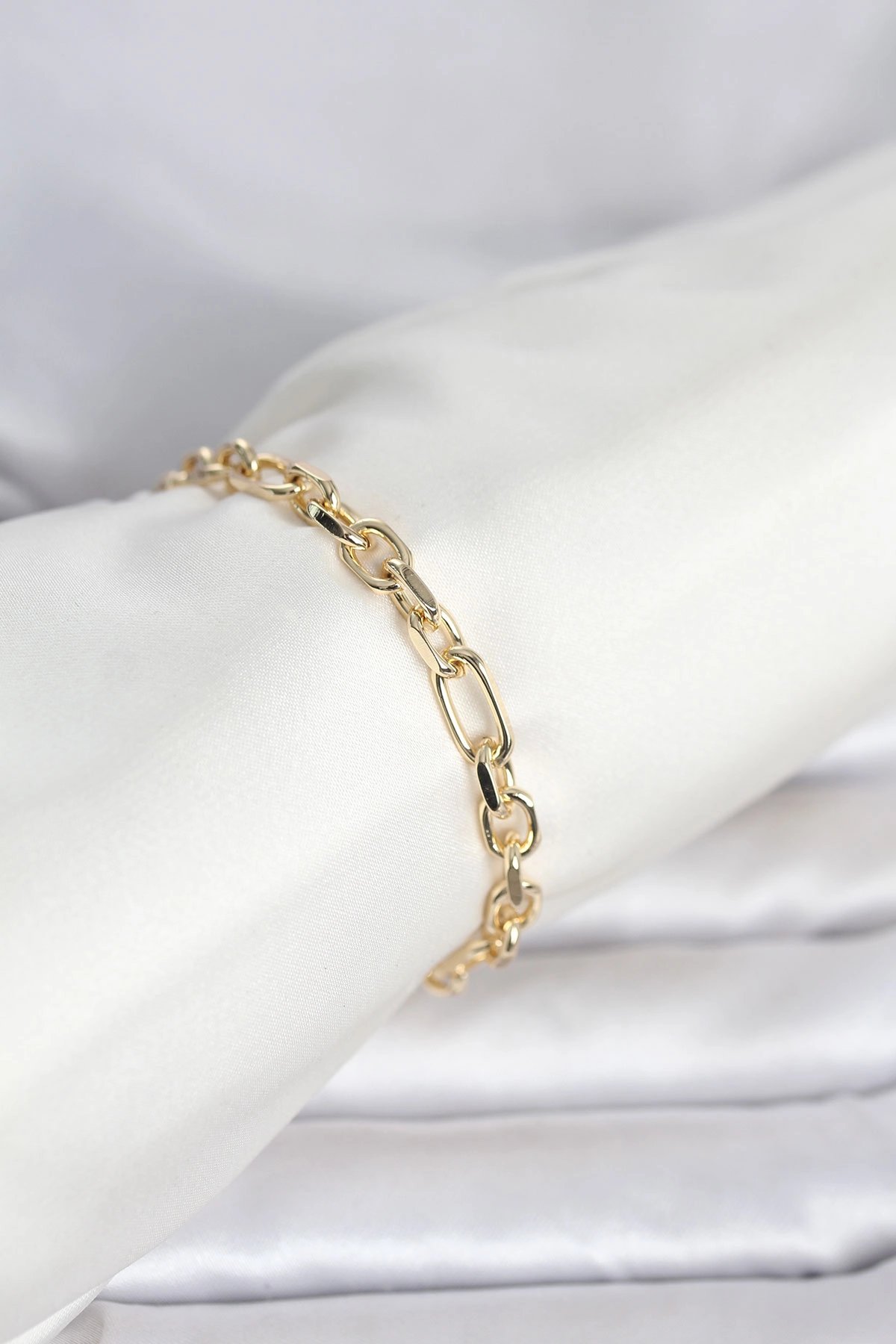 Cm 14k Gold Renk Kalın Zincir Model Kadın Bileklik
