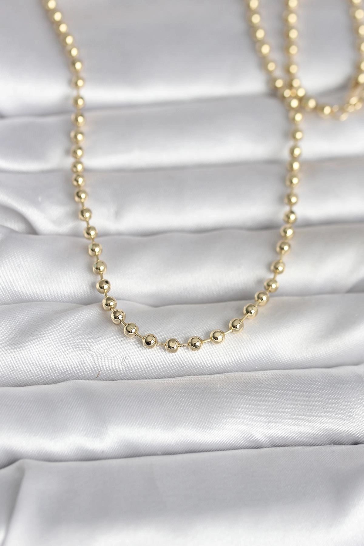 Cm 14k Gold Renk Top Zincirli Model 60 Cm Kadın Kolye