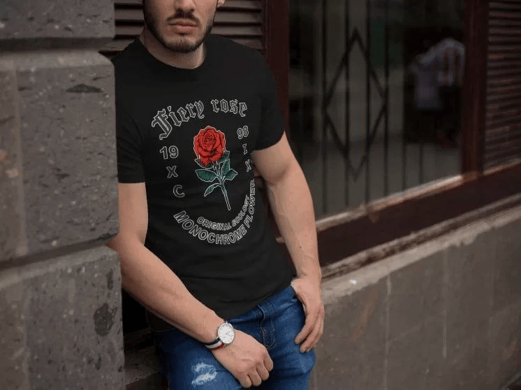 Erkek Bisiklet Yaka Baskılı Oversize T-shirt - Siyah