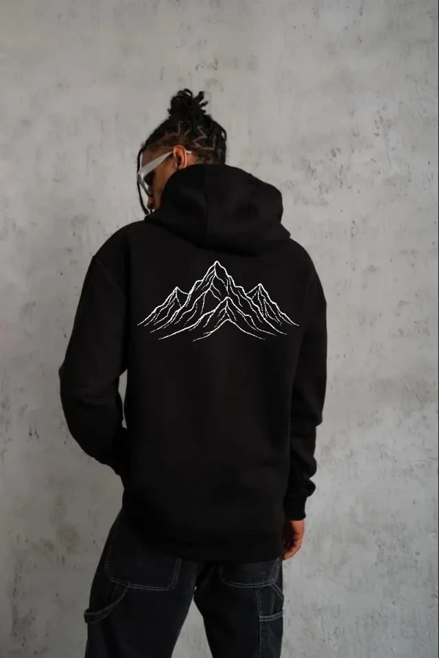 Erkek Nihilist Penguen Özel Tasarım Oversize Kapüşonlu Sweatshirt - Siyah