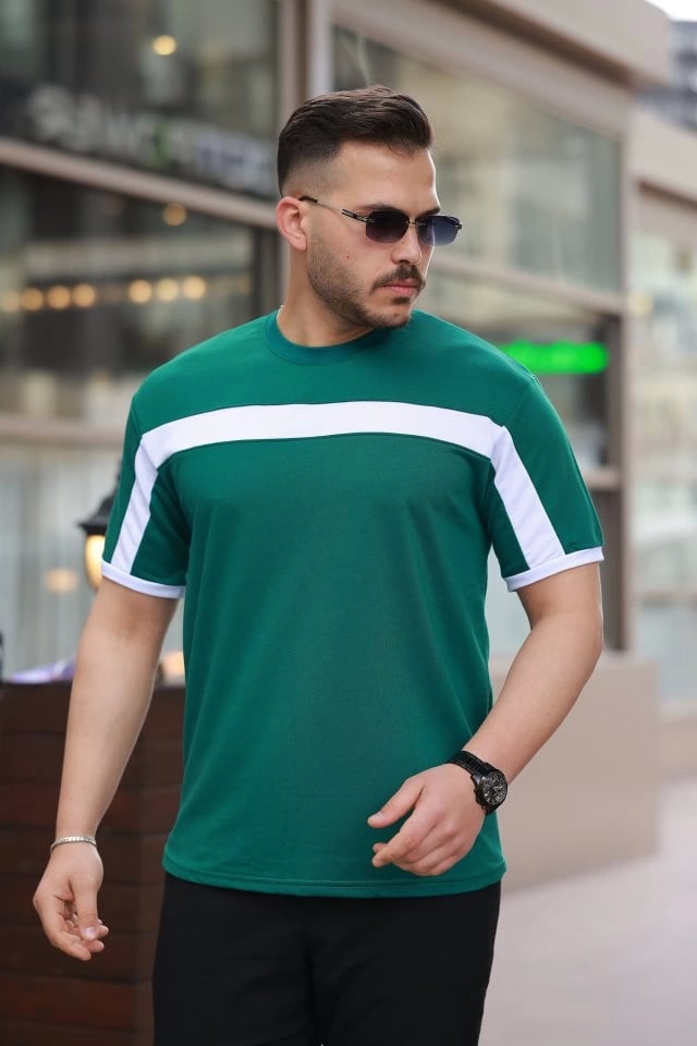 Erkek Şerit Detaylı Kısa Kollu T-shirt
