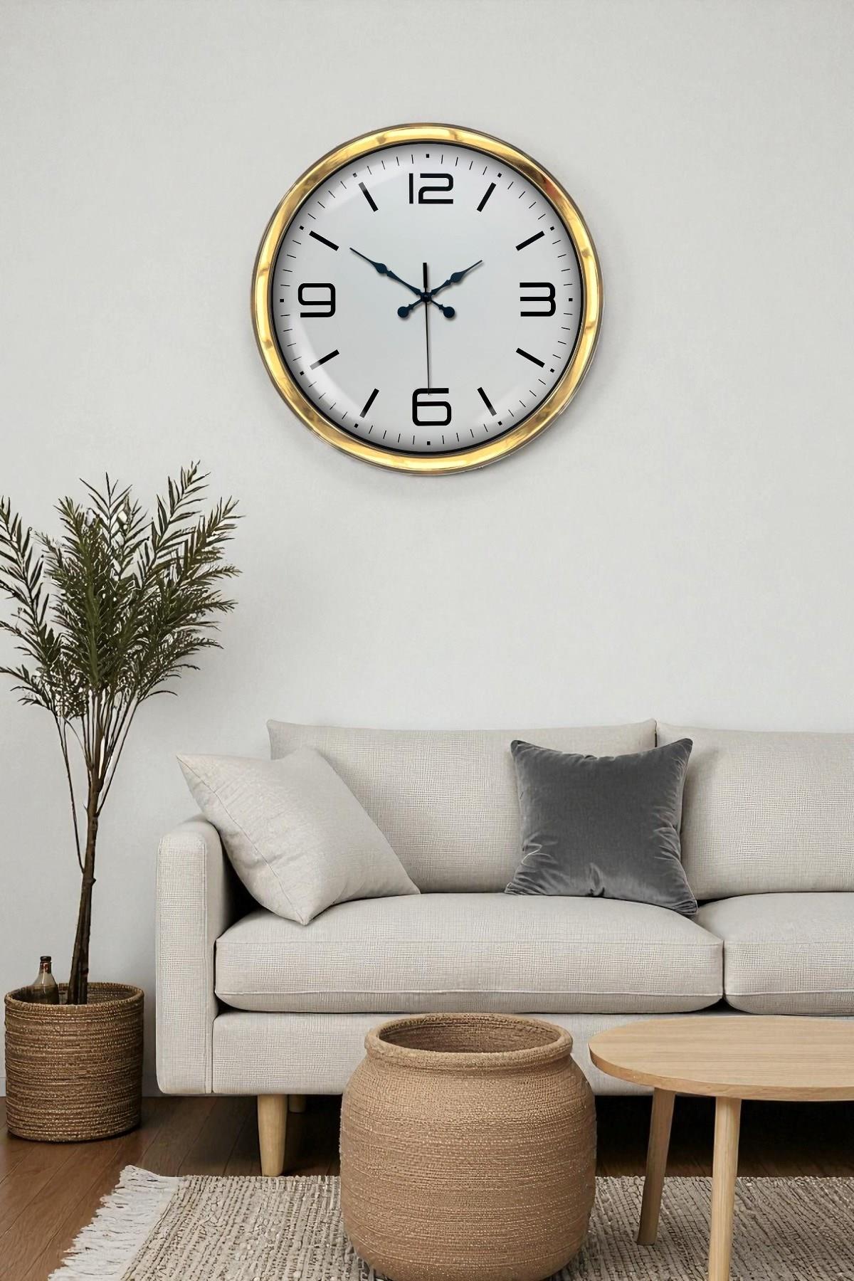 Gold Lüks 40 Cm Metal Modern Duvar Saati