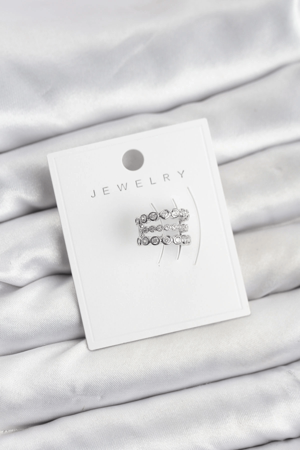 Gümüş Renk Zirkon Taşlı Pirinç Kıkırdak Earcuff Küpe