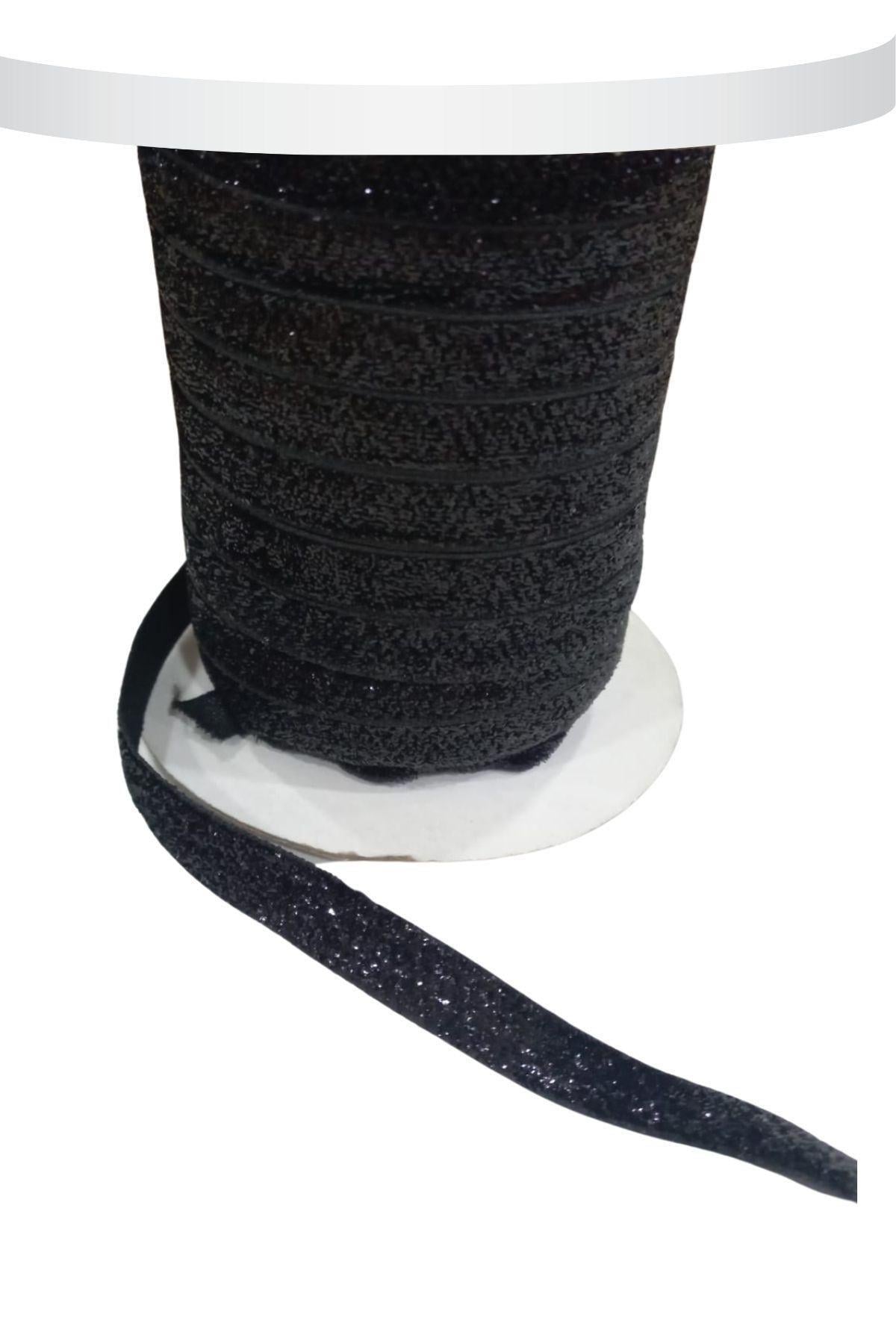 Kadife Kurdele Simli 1 Cm Siyah 5 Metre