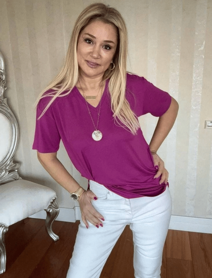 Kadın Kısa Kollu V Yaka Bluz
