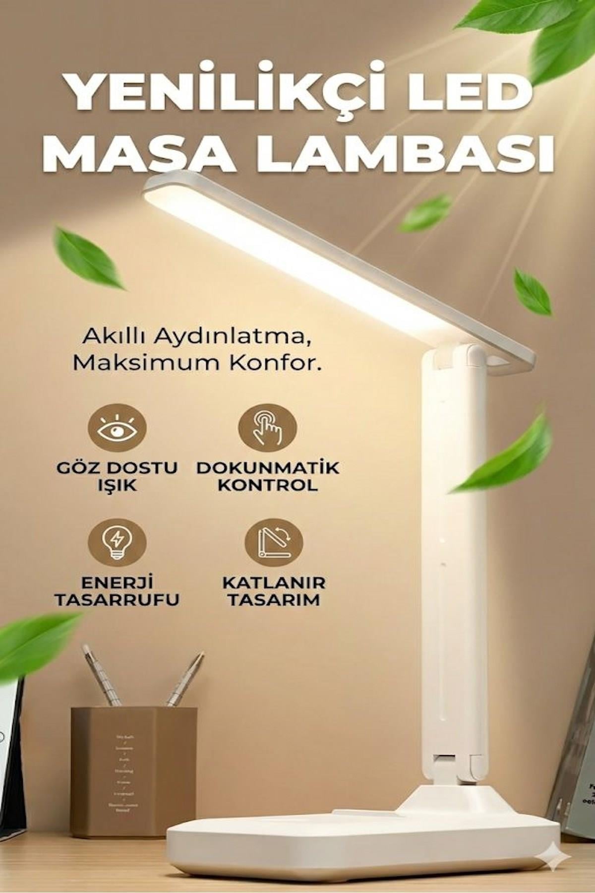 Katlanabilir Dokunmatik Kontrollü Göz Dostu Akıllı LED Masa Lambası – Enerji Tasarruflu