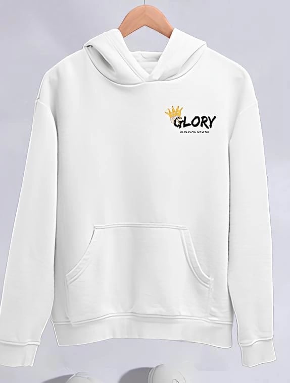 Kışlık Üç İplik Kapşonlu Sweatshirt - Beyaz