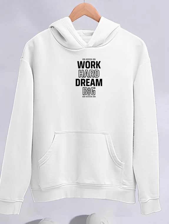 Kışlık Üç İplik Kapşonlu Sweatshirt - Beyaz