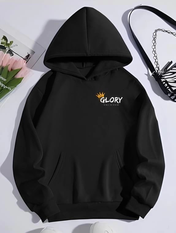 Kışlık Üç İplik Kapşonlu Sweatshirt - Siyah