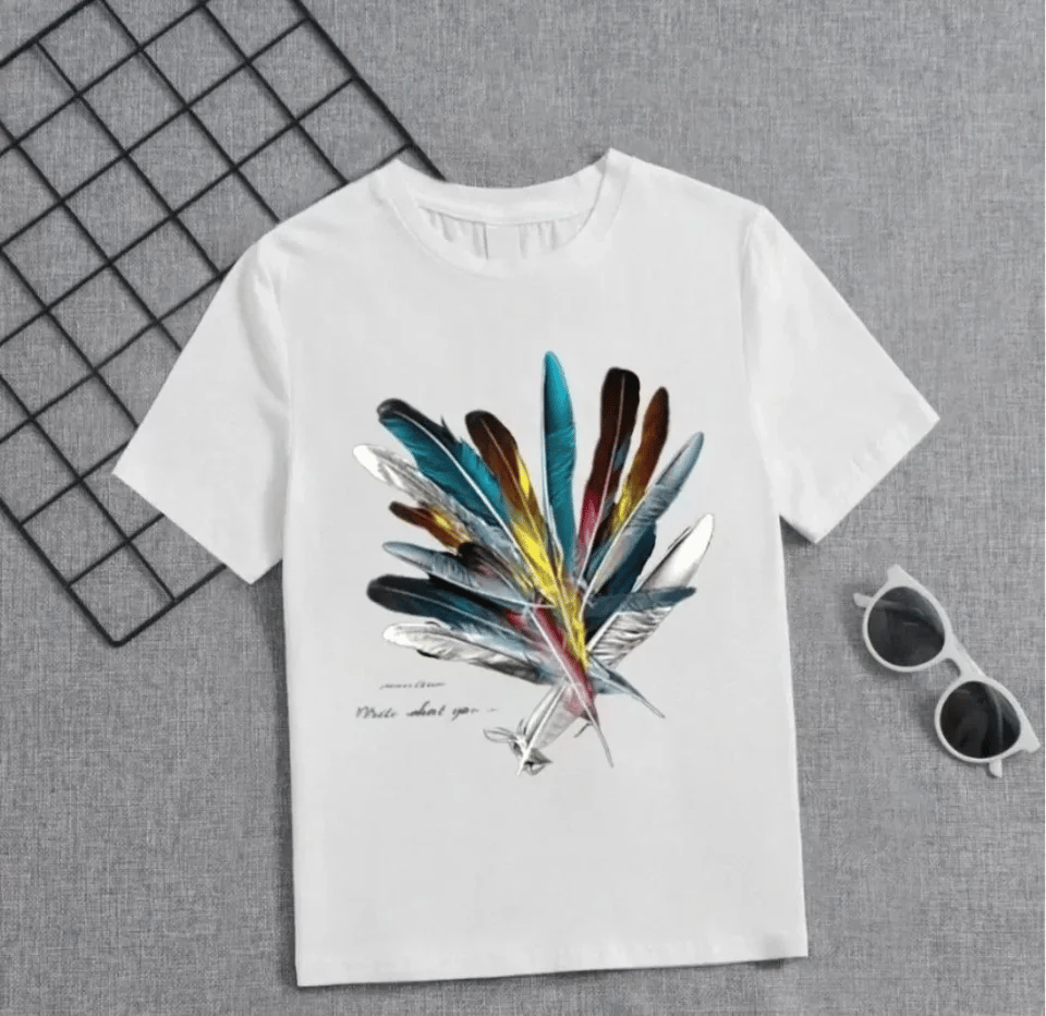 Kız Çocuk Baskılı T-shirt - Beyaz