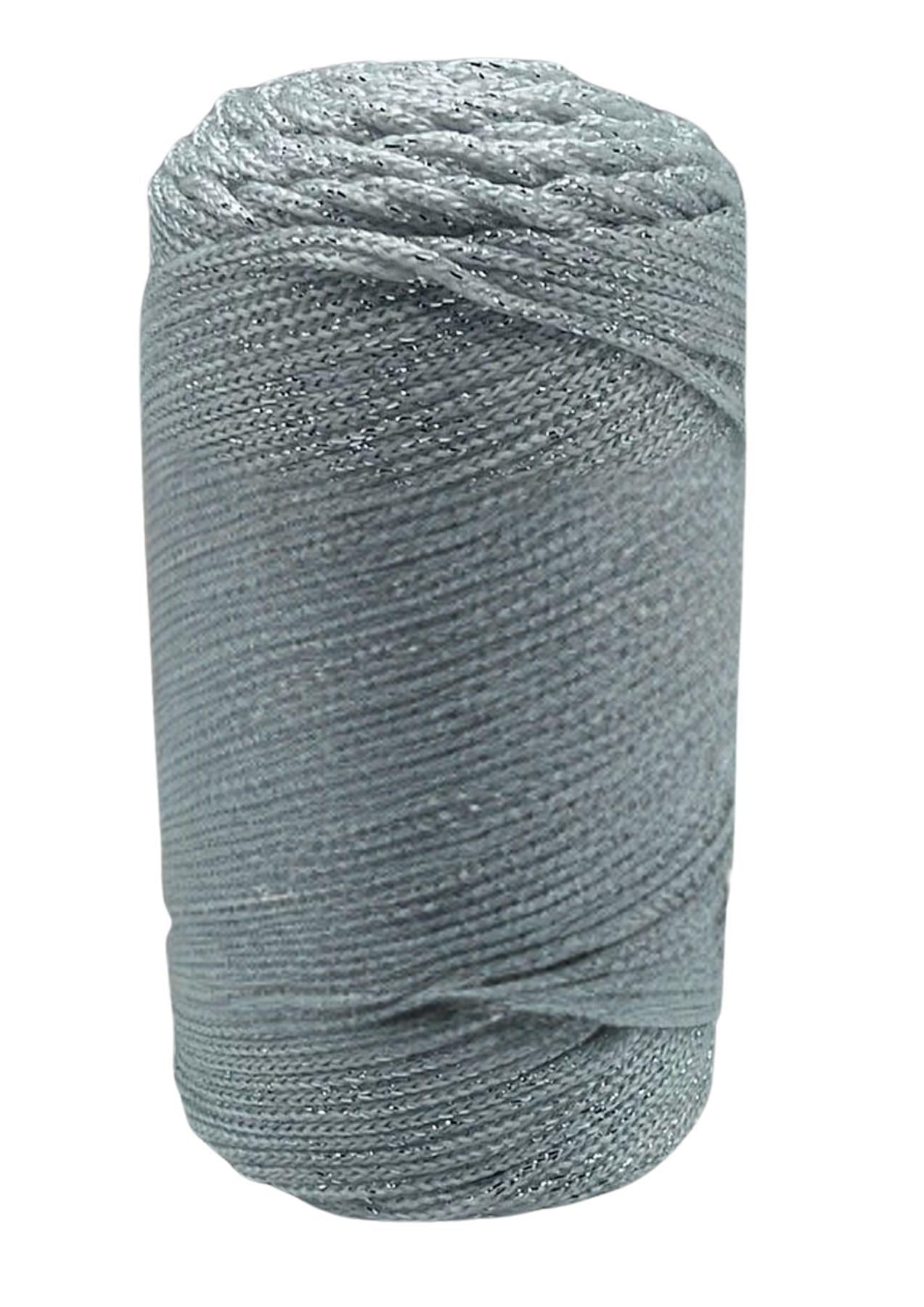 Makrome İpi 3 Mm Polyester Gri Simli