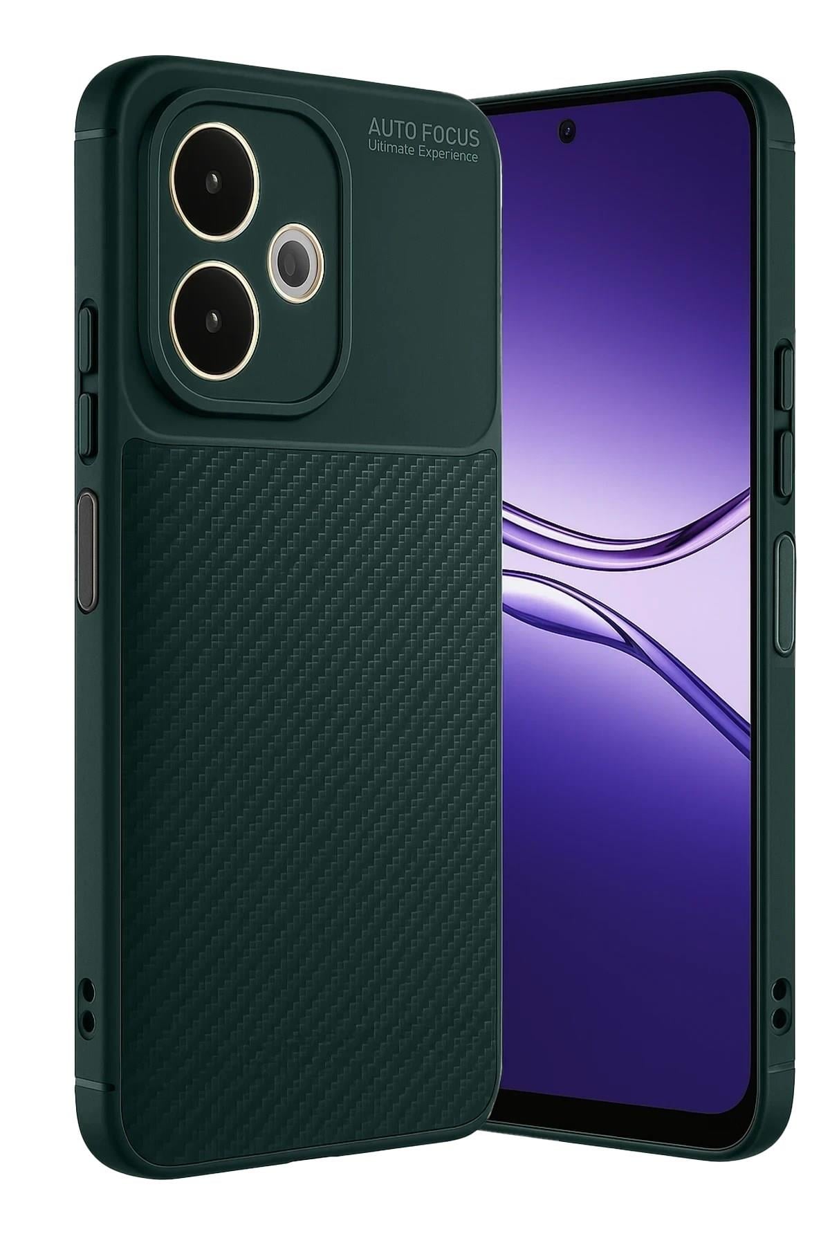 Mey İthalat®   A5 Pro 4G Kılıf Auto Focus Karbon Kapak - Koyu Yeşil