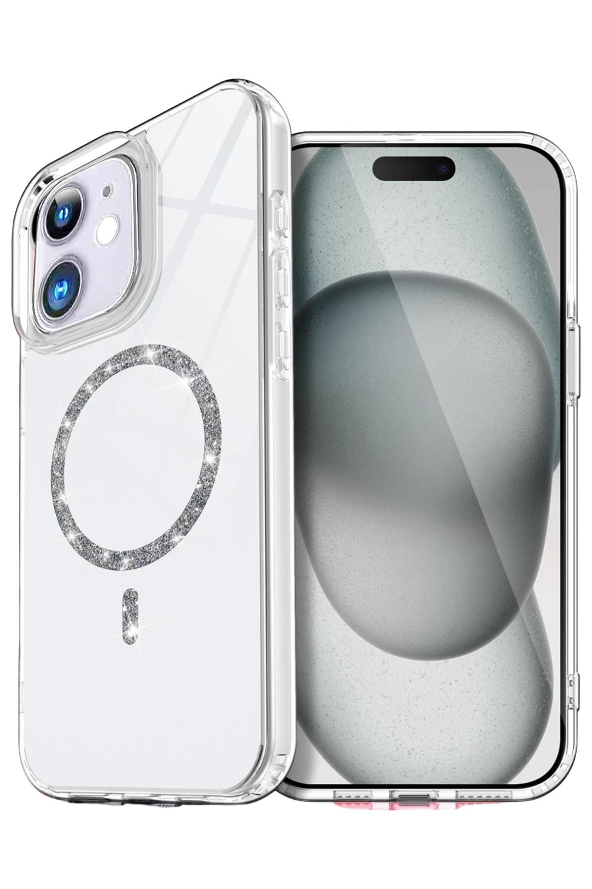 Mey İthalat®   iPhone 12 Live Diamond Magsafe Kapak - Şeffaf
