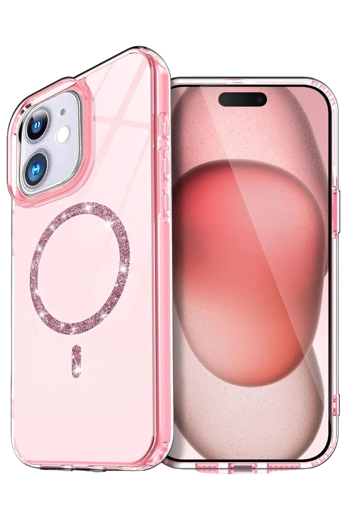 Mey İthalat®   iPhone 12 Live Diamond Magsafe Kapak - Pembe