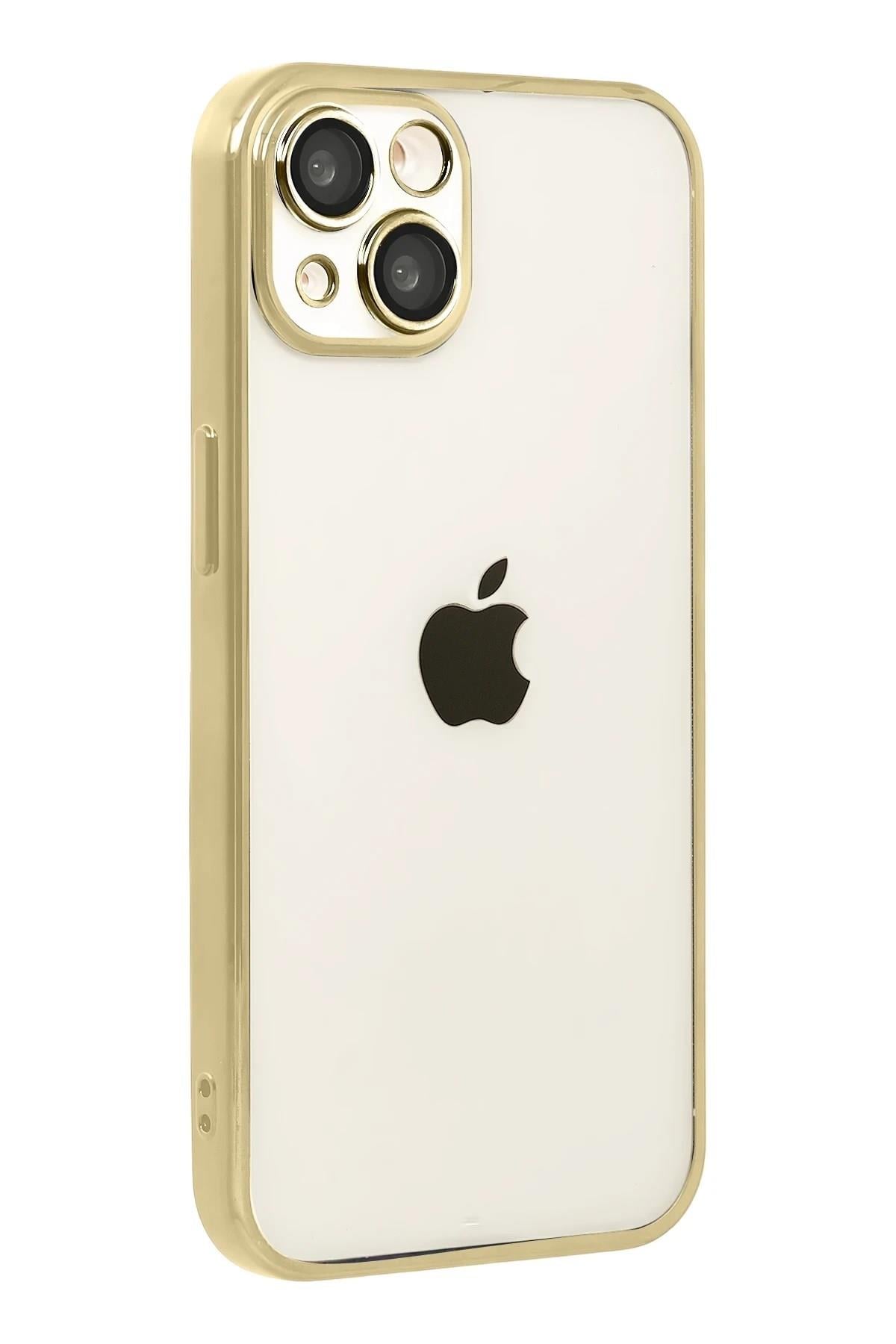 Mey İthalat®   iPhone 15  Lensli Silikon - Gold