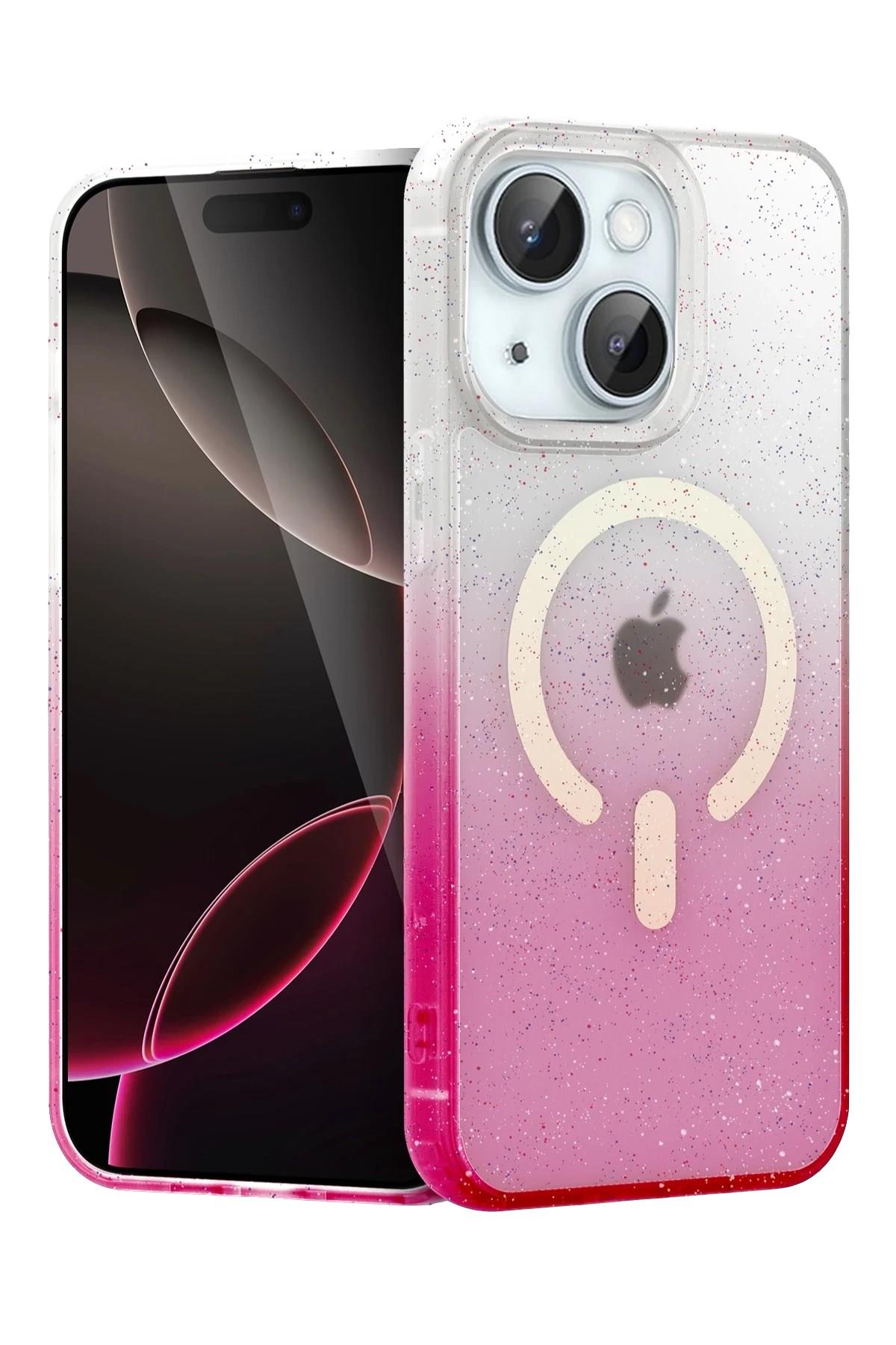 Mey İthalat®   iPhone 15 Plus Pummel Shiny Magsafe Kapak - Pembe