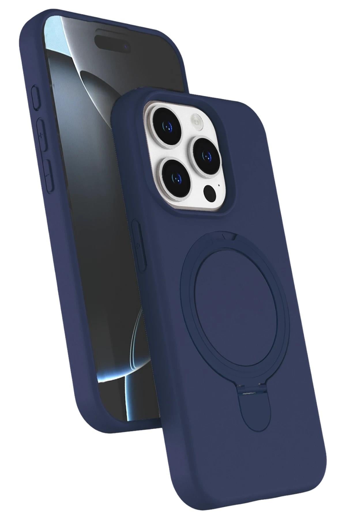 Mey İthalat®   iPhone 15 Pro Max Regal Magsafe Standlı Kapak - Lacivert