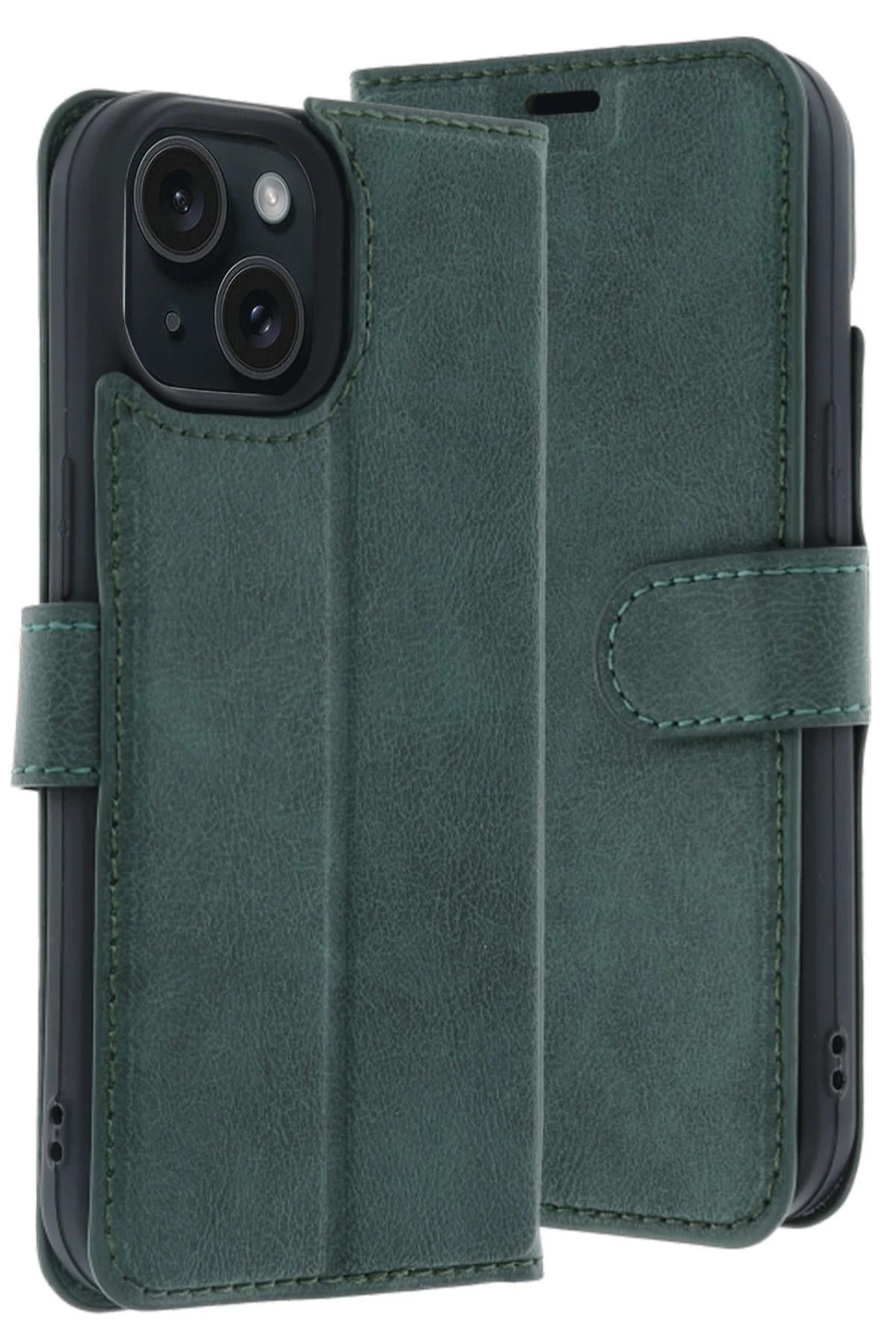 Mey İthalat®   iPhone 15 Trend S Plus Kapaklı Kılıf - Yeşil
