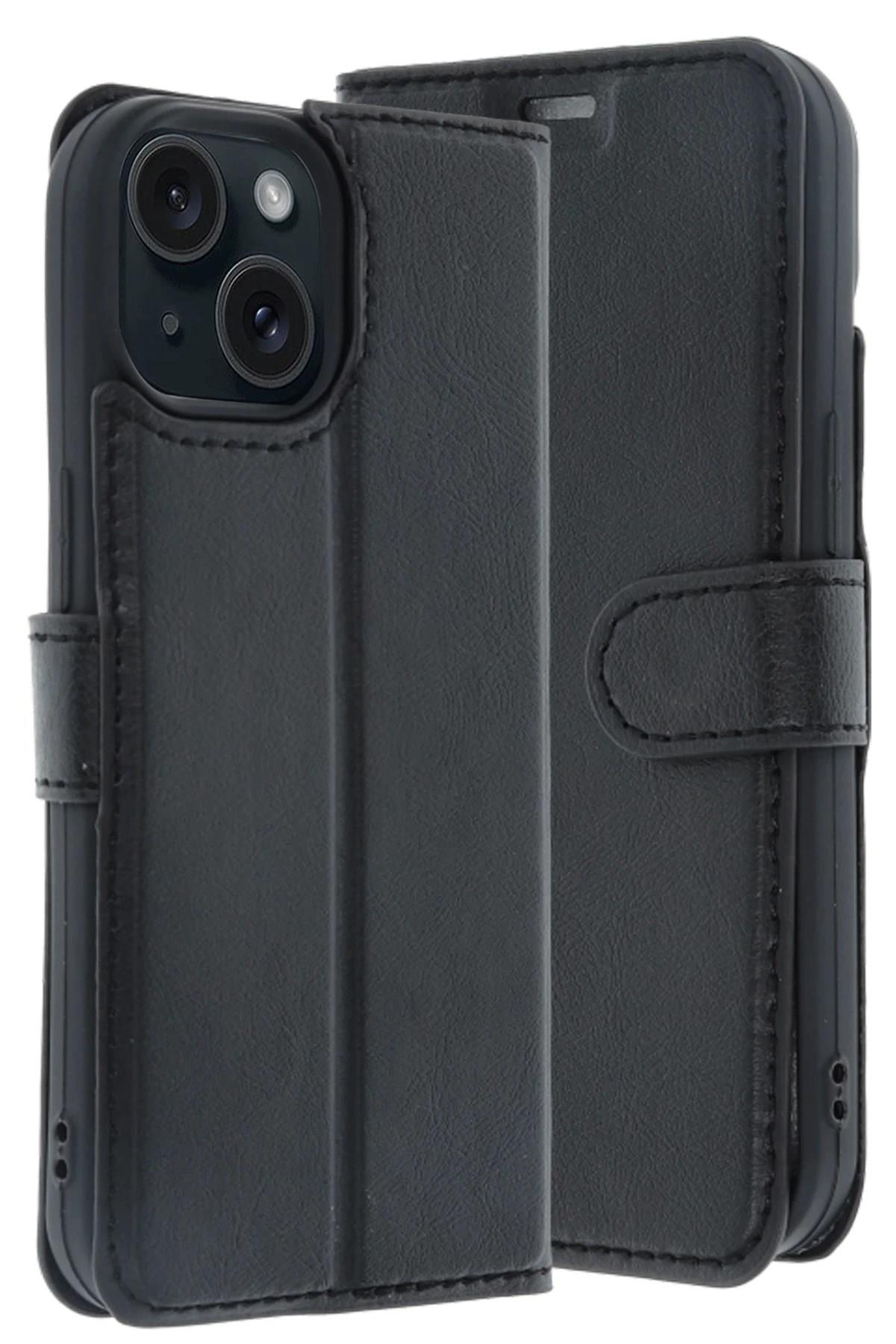 Mey İthalat®   iPhone 15 Trend S Plus Kapaklı Kılıf - Siyah