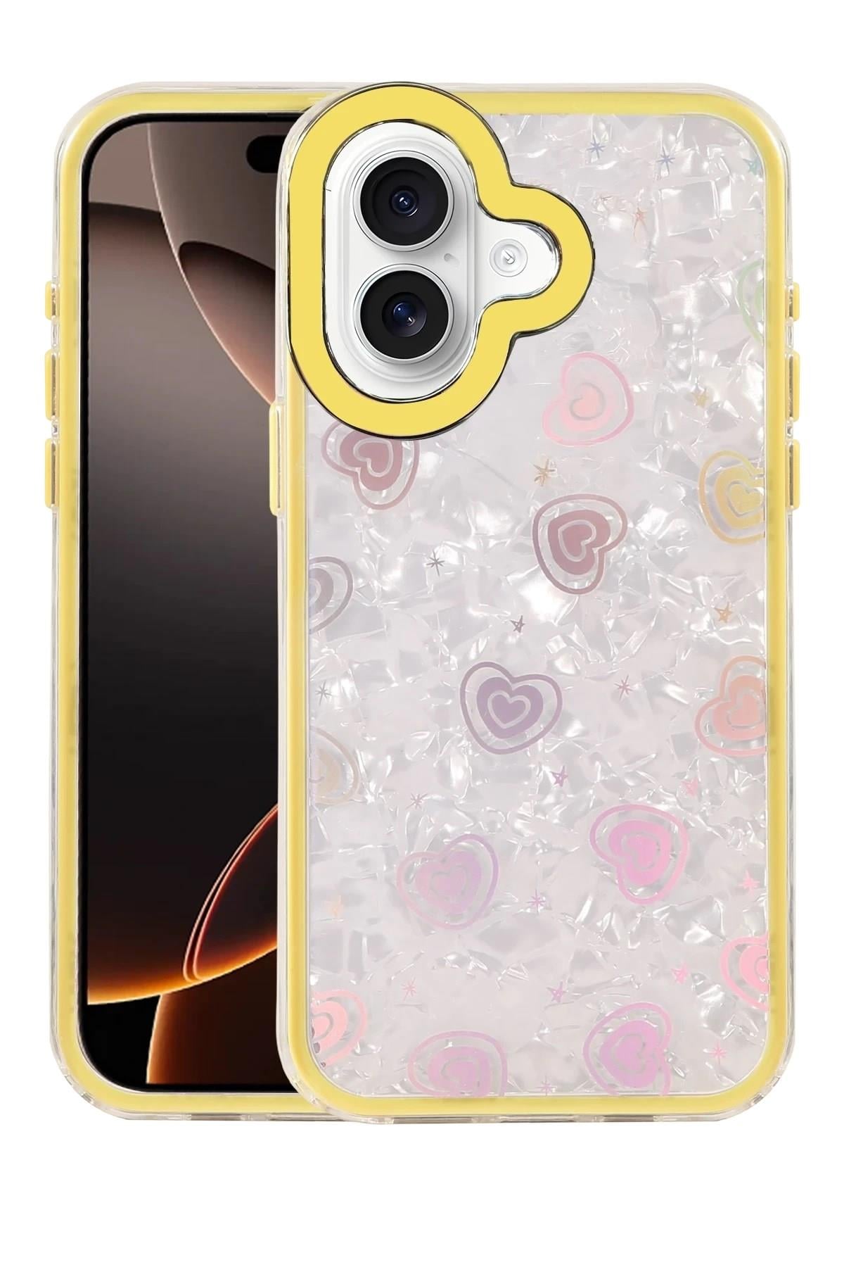 Mey İthalat®   iPhone 16 Lumi Desenli Kapak - Sarı