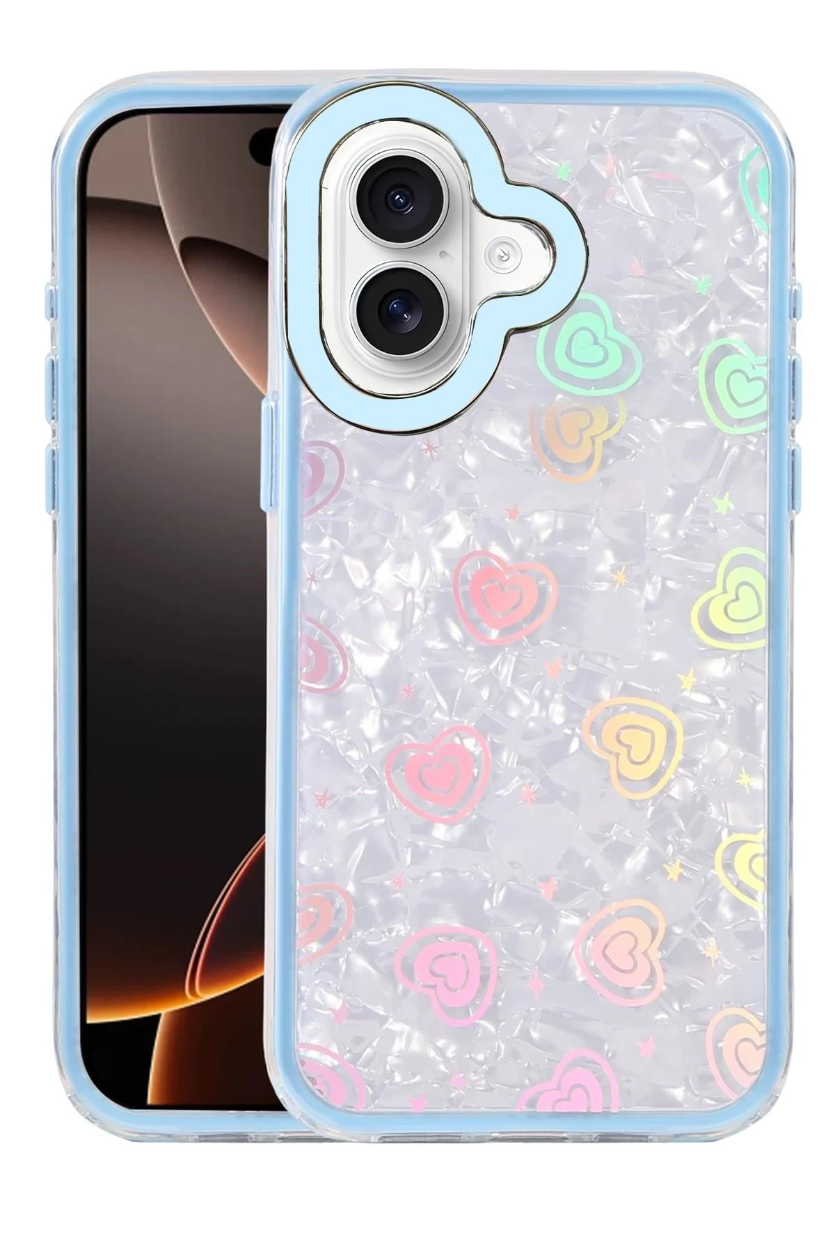 Mey İthalat®   iPhone 16 Lumi Desenli Kapak - Mavi
